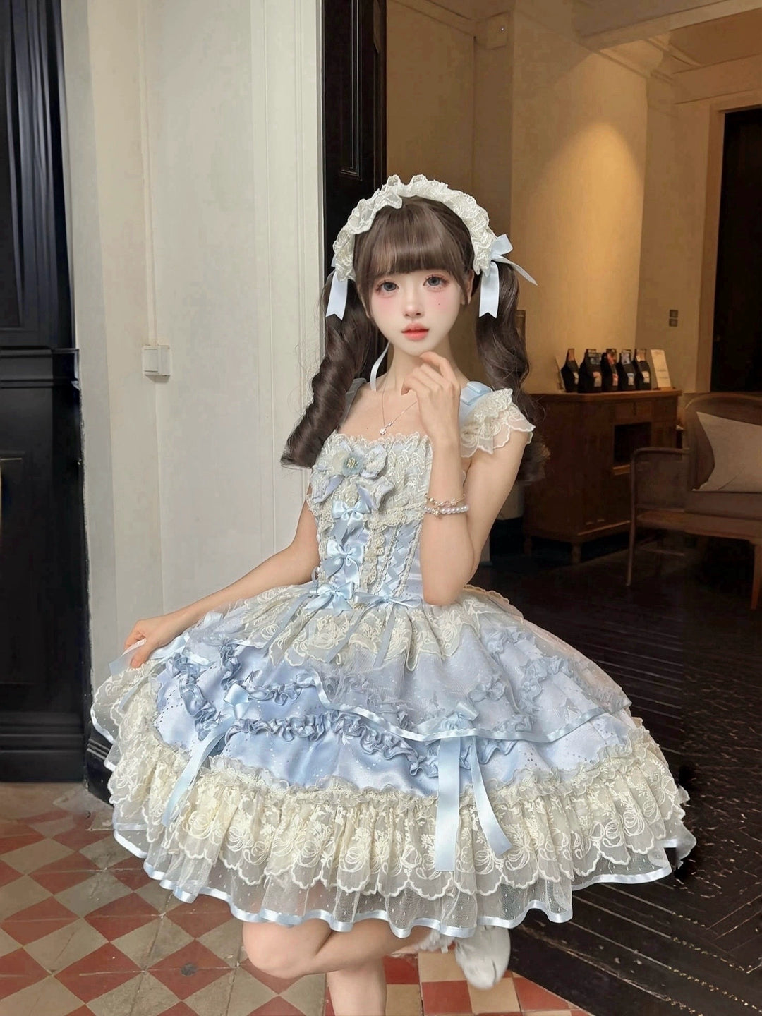 Sugar Girl~Dreamy Butterfly~Ballet-style Sweet Lolita JSK Dress With Large Bow Trailing 43046:763364