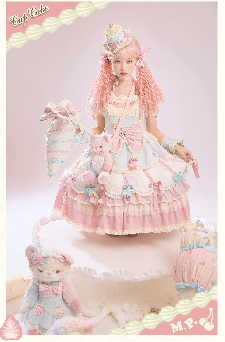 Mademoiselle Pearl~Cup Cake~Sweet Lolita OP Dress Kawaii Lolita JSK SK   