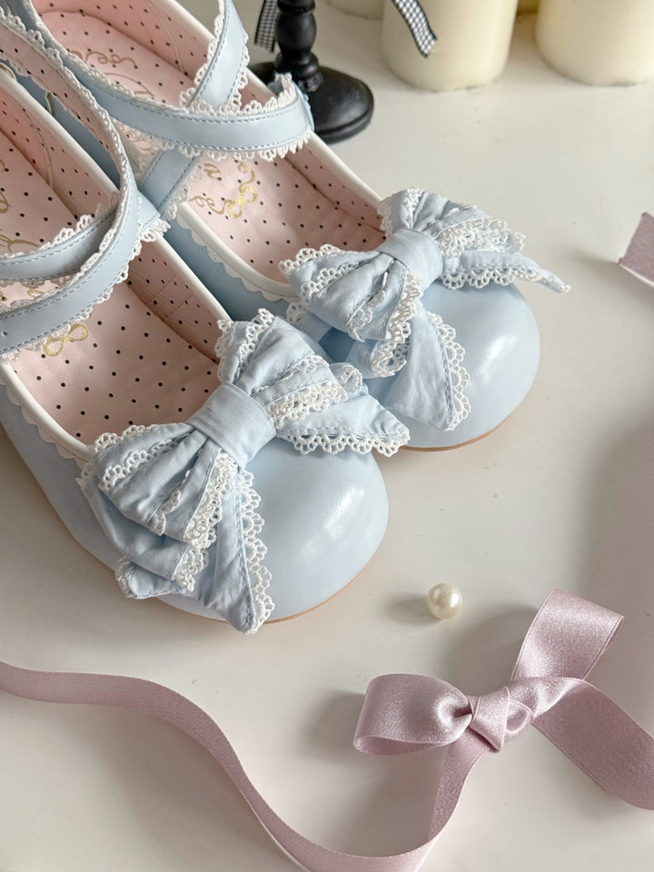 Pure Tea For Dream~Cotton Cutie~Sweet Lolita Shoes Low and Medium Heel Shoes with Bow 42297:735649