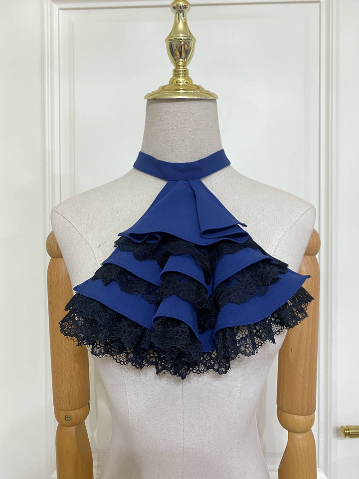 Little Dipper~Tiered Gothic Lolita Jabot Lace Jabot Navy Blue Jabot Only  