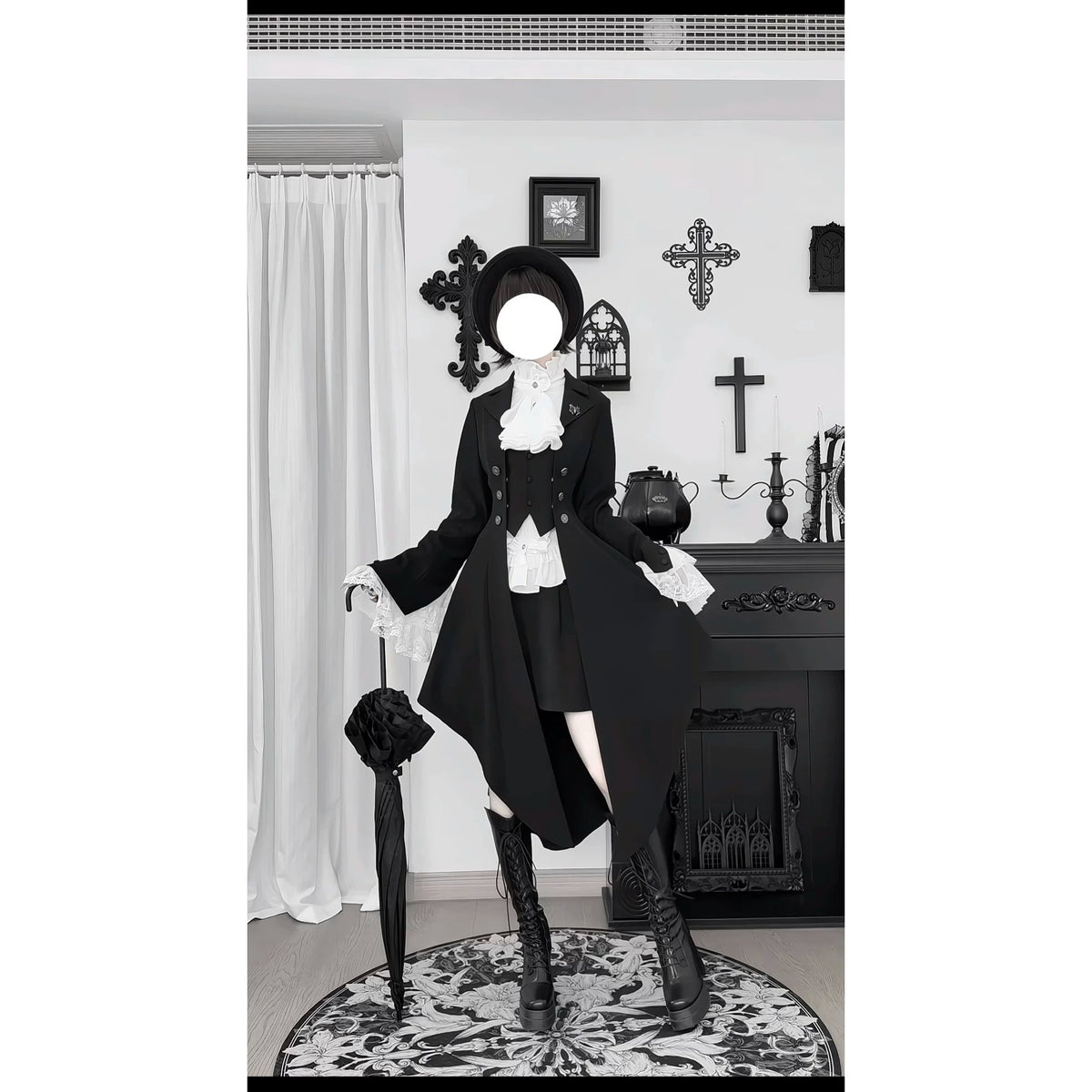 Eternal Night Butler - Gothic Lolita Coat & Blouse Set, Tailcoat Hem 46103:875259