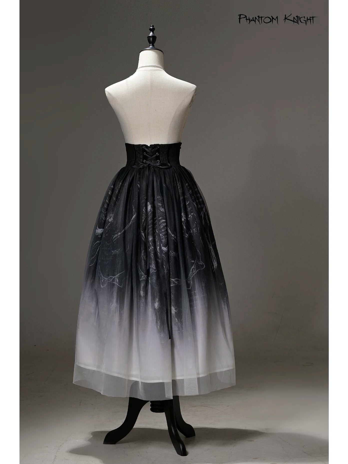 Ghost Knight - Gradient Gothic Lolita Printed Skirt, High-waist