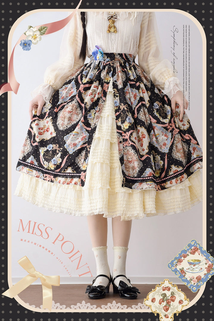 Miss Point~Cat Rose Tea~Elegant Lolita Underskirt Multi-layers Ruffle SK 42136:727431