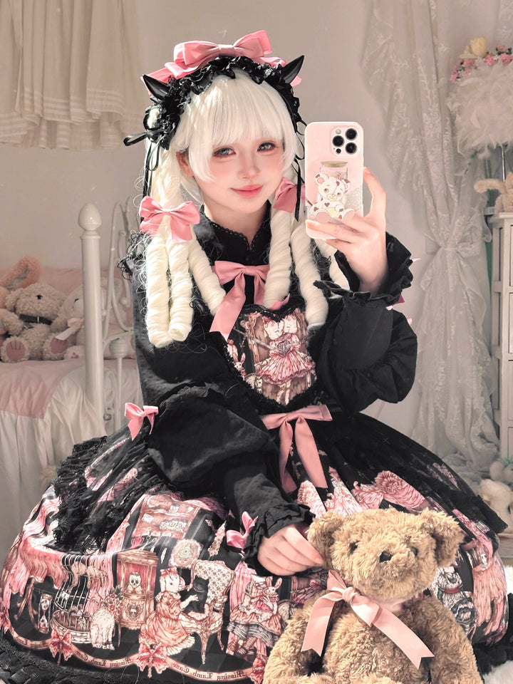 Uncle Wall Original~Missing Lamb Case~Gothic Lolita Dress Set with Sheep Prints 42971:760787
