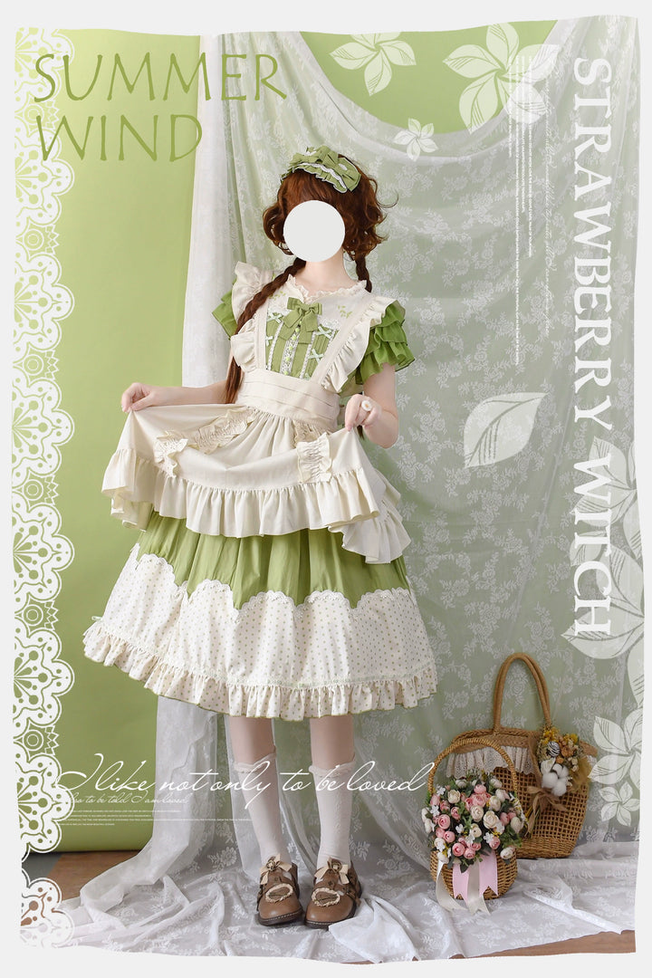 Strawberry Witch~Summer Breeze~Sweet Lolita OP Embroidery Daily Lolita Dress   