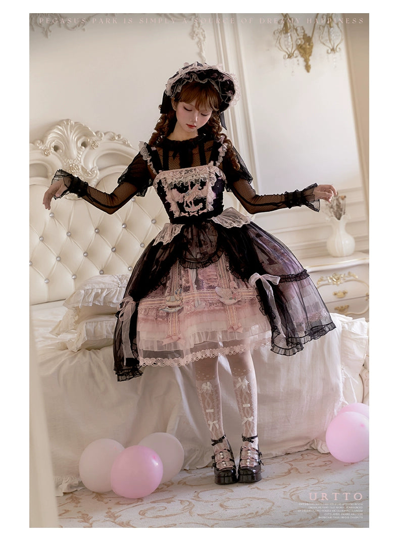 Urtto~Pegasus Park~Sweet Lolita JSK Dress Dual Color Princess Lolita Dress Set 41528:701798