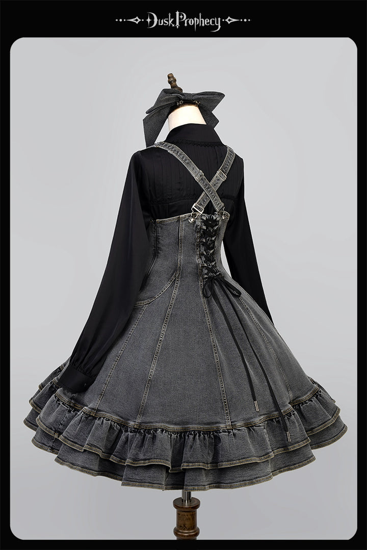 DuskProphecy~Egret 2.2-3.1 Version~Sweet Lolita Denim JSK Bust-Supporting Dress 42166:729622