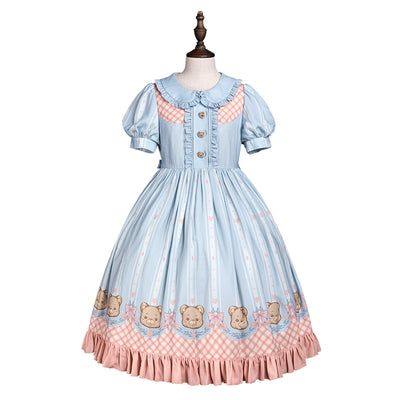 (BFM)Nikki Tomorrow~Kawaii Lolita Dress~Cute Bear Dessert Short-sleeve OP S short sleeve op only (blue color) 