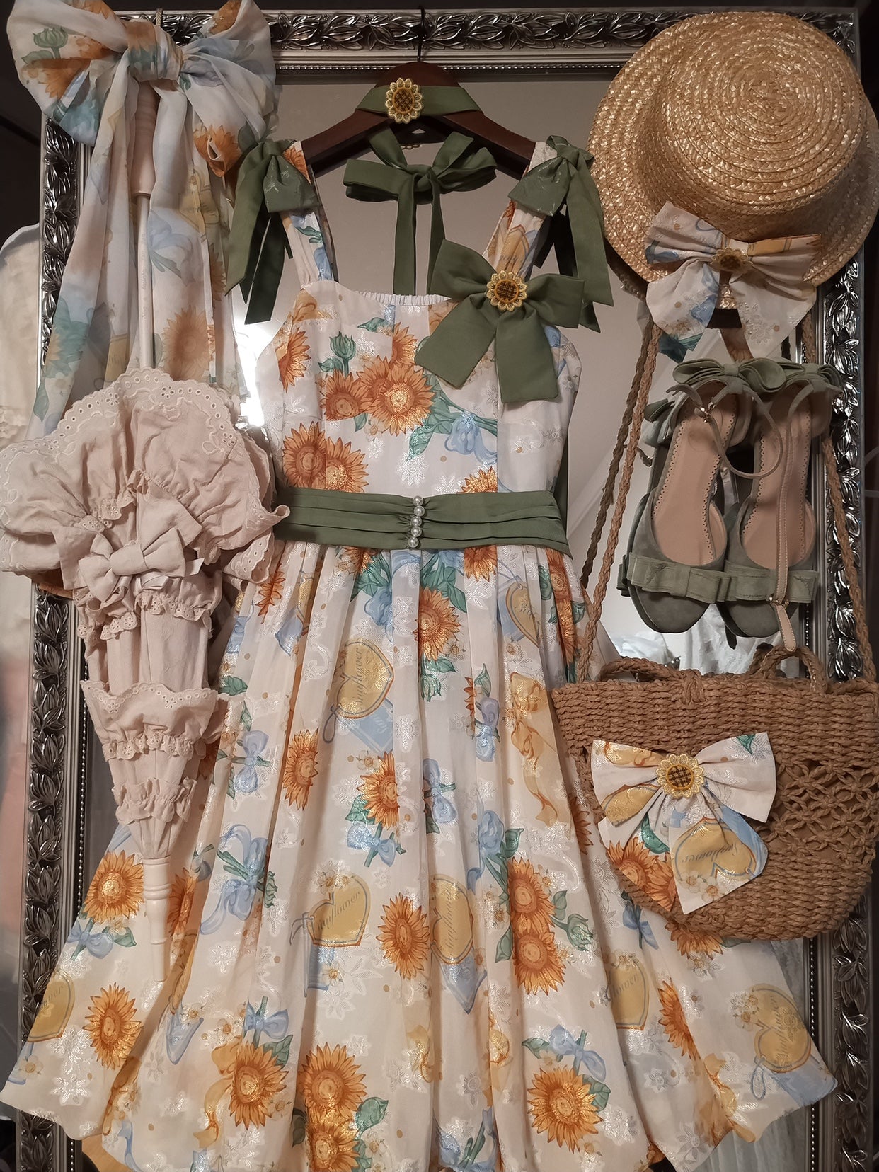 Akiyama Future Studio~Sunflower Print Lolita JSK Dress in Breathable Light Fabric 42790:753485