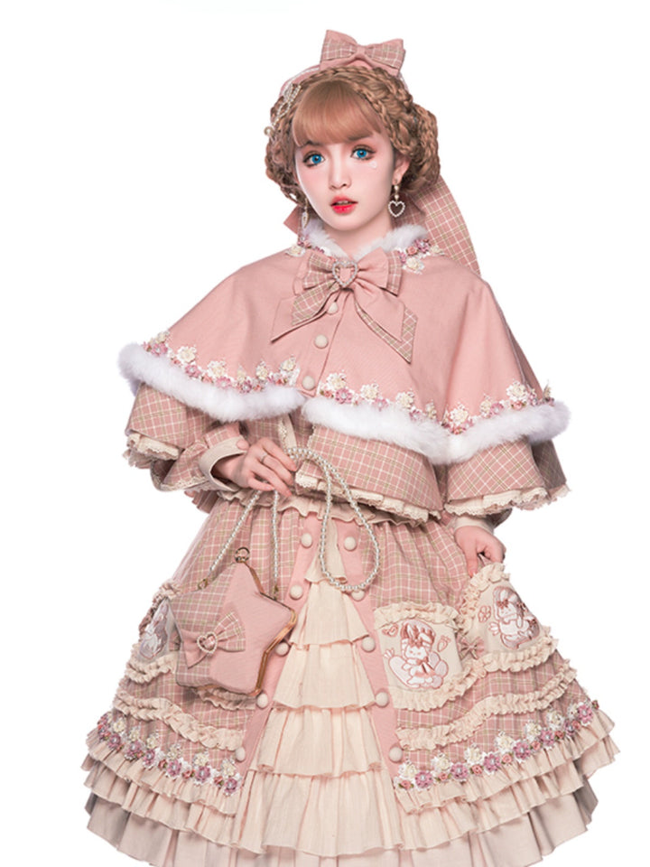 Youpairui~Helford~Sweet Coordinated Lolita Suit Pink Plaid Lolita SK Set   