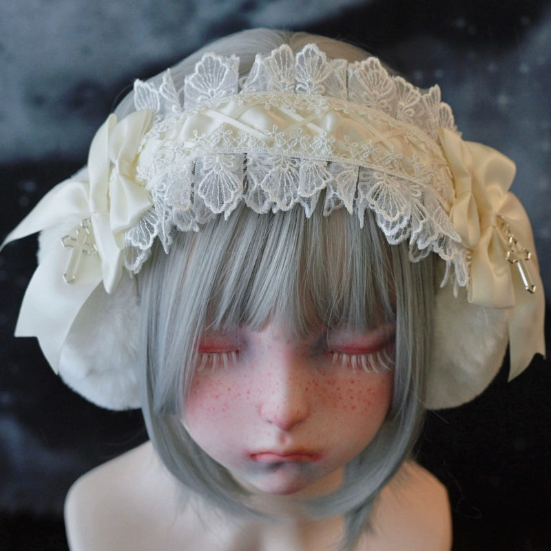 Strange Sugar~Winter Sweet Lolita Plush Ear Muffs Lace Headband