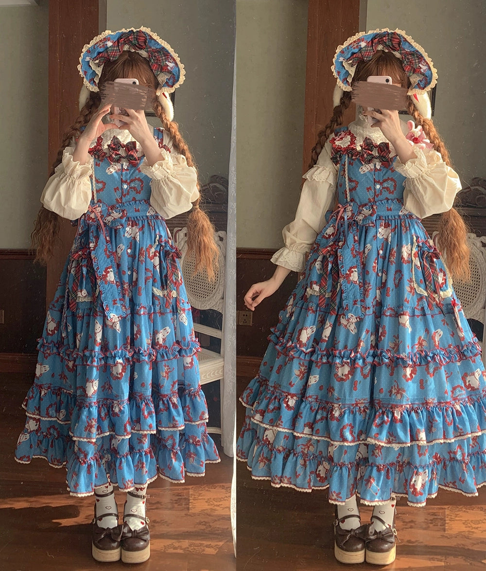 Miss Point - Forest Berry Bunny - Sweet Lolita JSK Elegant Bunny Print Dress 41972:721012
