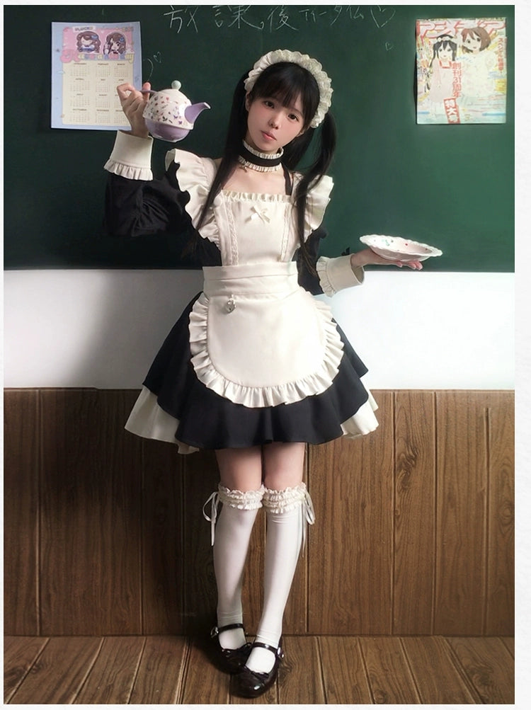 With PUJI - Suki - Maid Lolita OP Set, Detachable Apron, Juliet Sleeve
