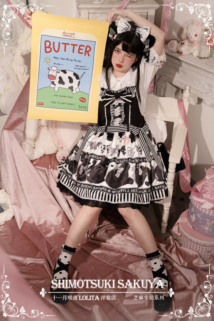 Sakuya Lolita~Kawaii Lolita Cat Print Skirt Suit S salopette only 