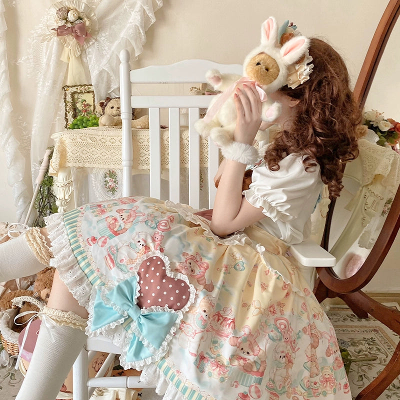 YingLuoFu~Sweet Pet Paradise~Kawaii Lolita Salopette Dress Pet Print