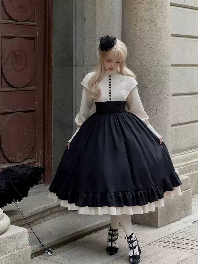 With PUJI~Christine~Elegant Lolita OP Dress Rose Embroidery Dress 34174:525466