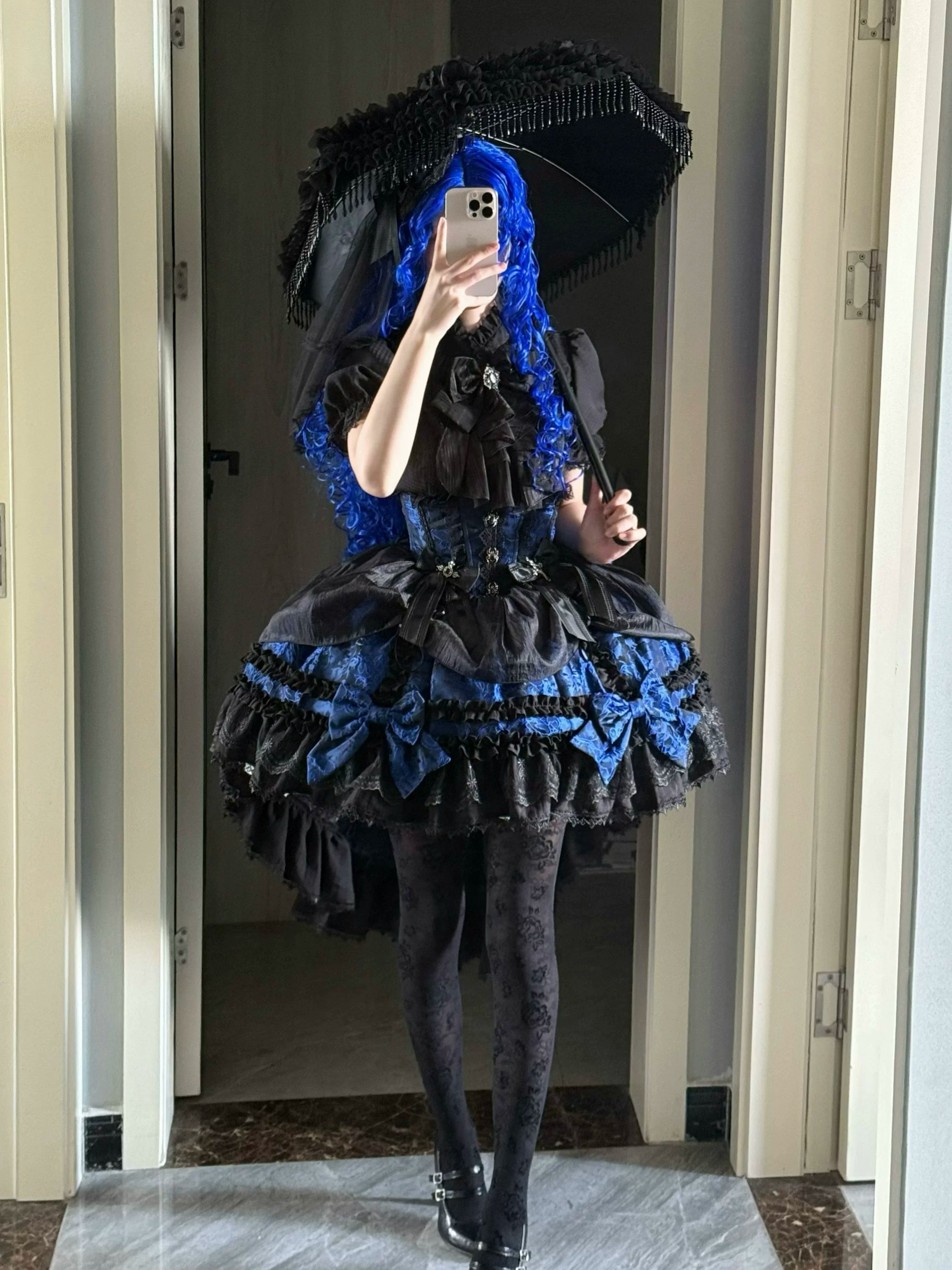 Spider Cross Knot - Gothic Lolita Skirt Set, High-low Hem and Fishbone Waist 45733:860113