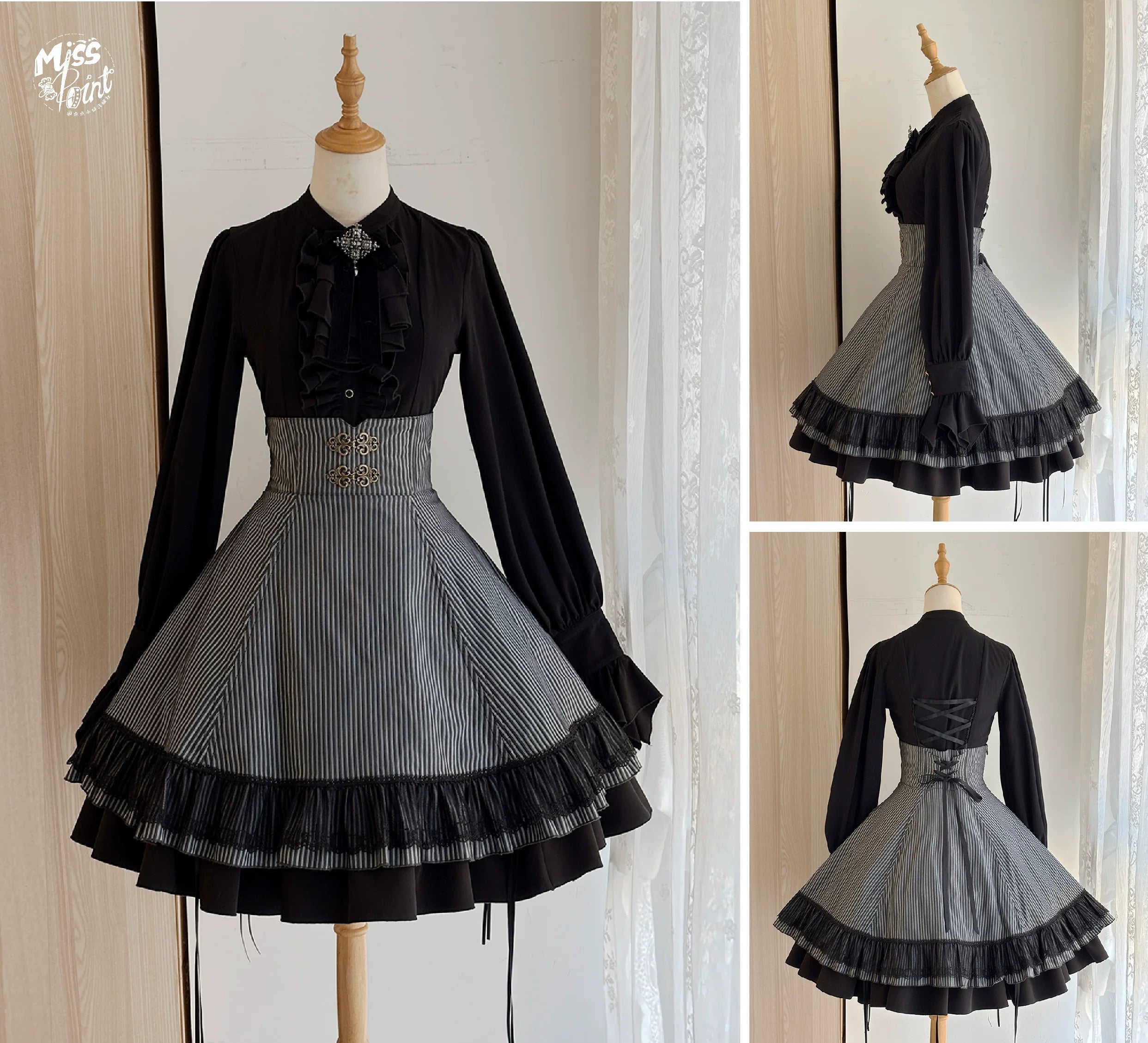 Perint Manor - Gothic Lolita Striped Dress, Tailor-made
