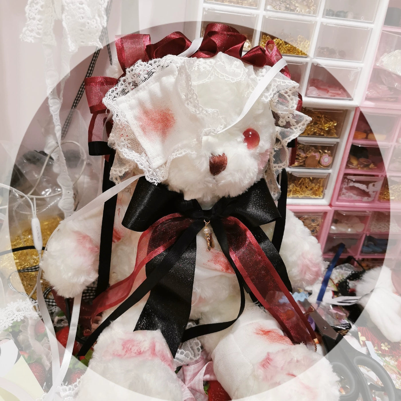 (BFM)Chestnut Lolita~Gothic Lolita Bag Dark Bloody Bear Bag   