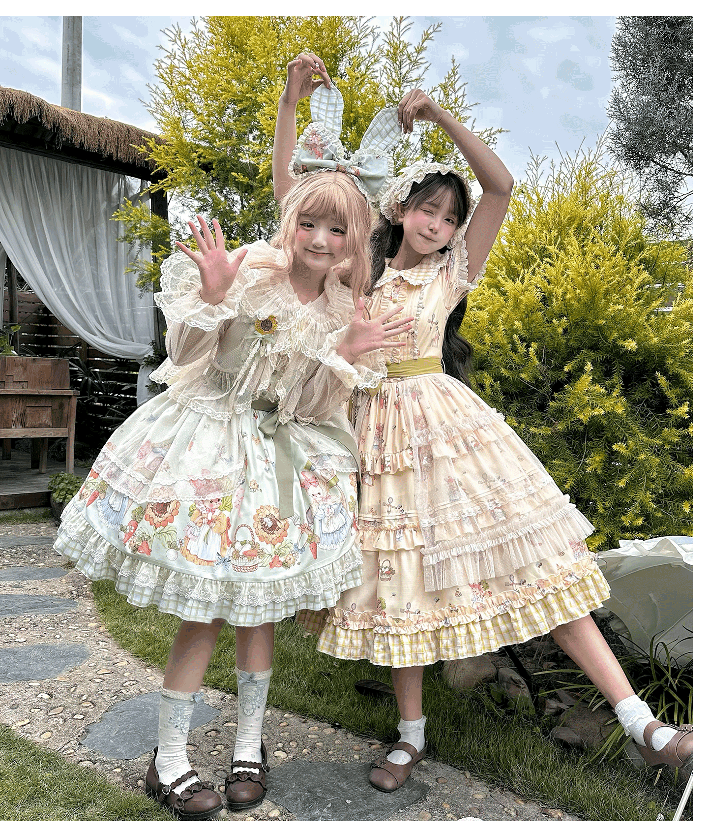 Bunny Harvest Season - Country Lolita Peter Pan Collar OP, Bunny Print JSK 44533:811840