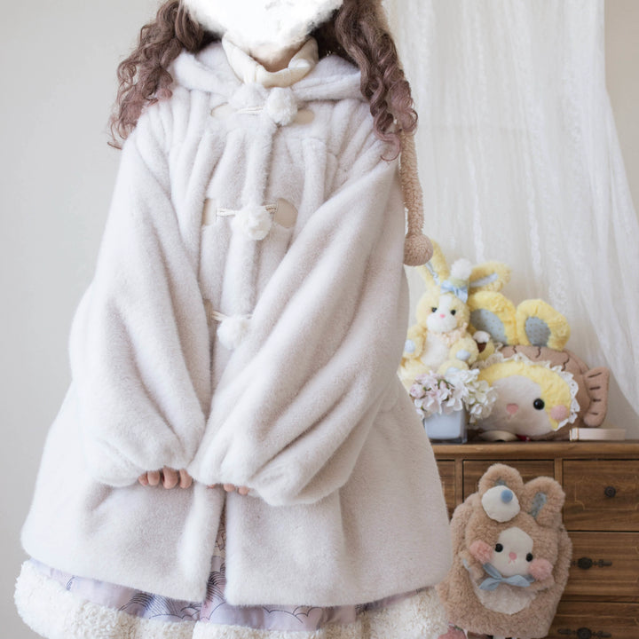 MIST~Cream Cheese~Winter Kawaii Lolita Overcoat Thickened Hooded Loose Outwear