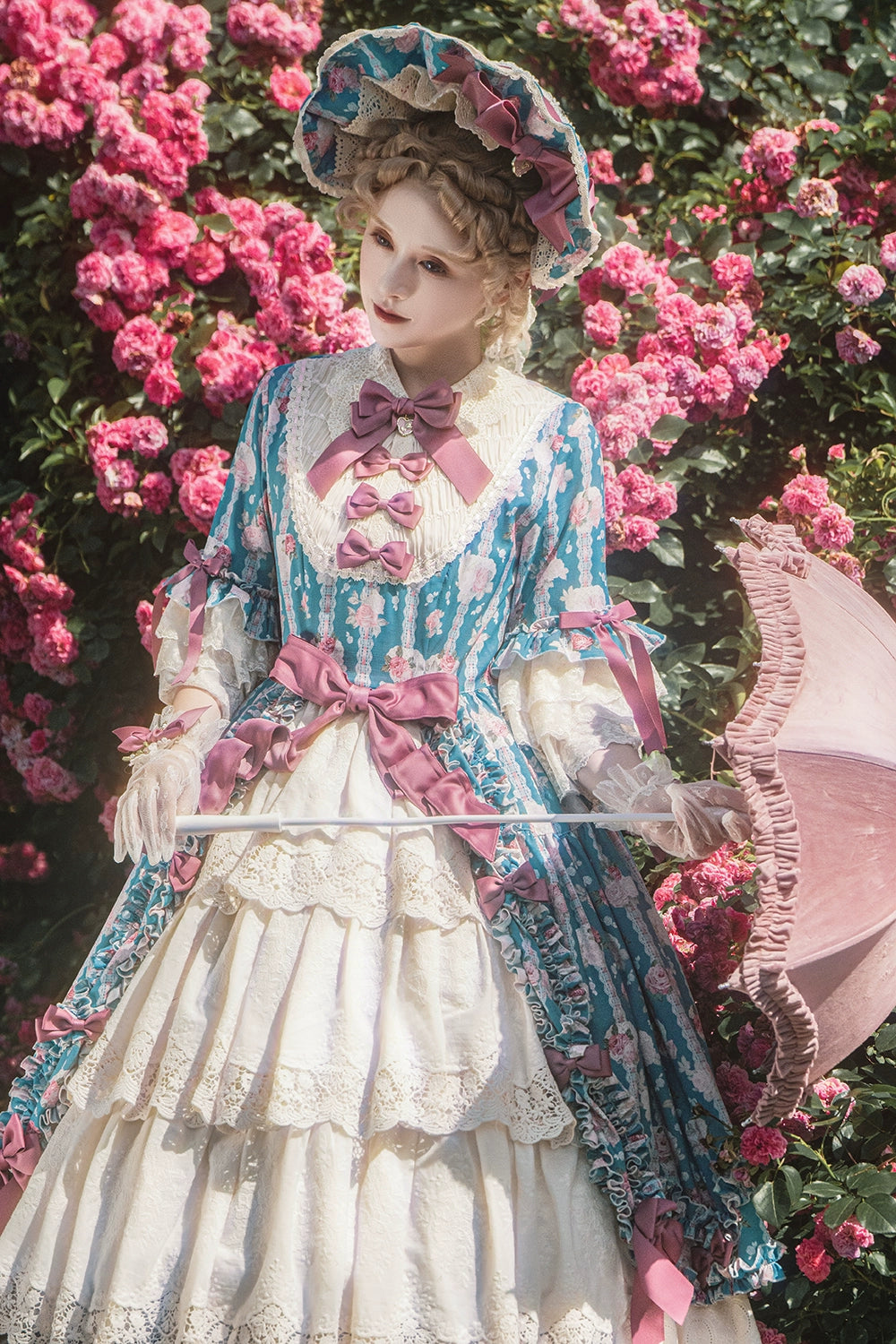 Miss Point~Lilyka Garden~Classic Lolita OP Dress Set Elegant Floral Wall Princess Sleeve 38832:606284