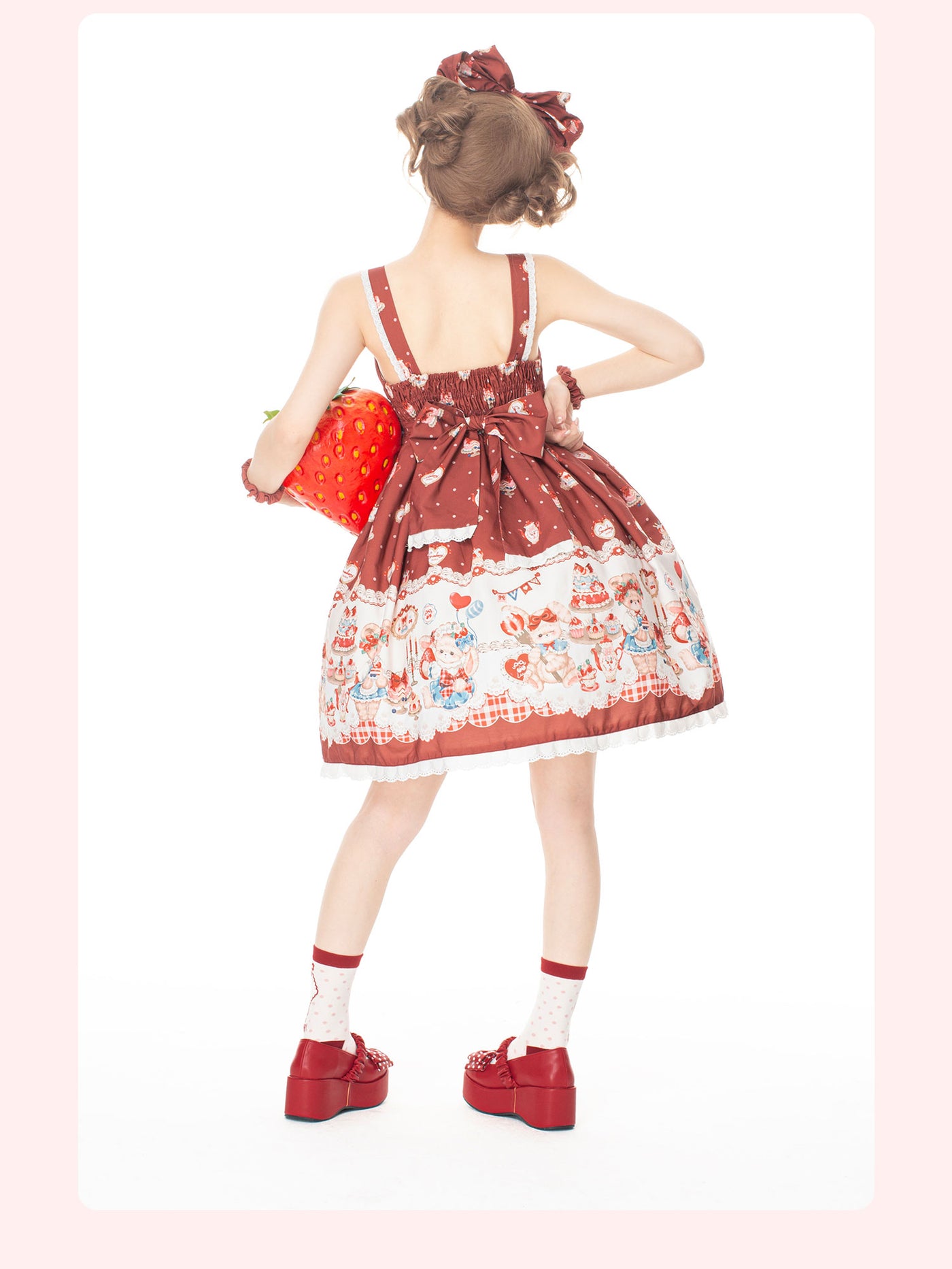 GD Lolita~Strawberry Kitchen~Sweet Lolita Burgundy High Waist JSK   