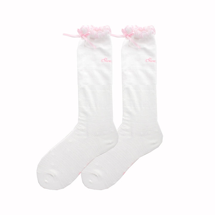 Roji Roji~Sweet Lolita Socks Cute Cotton Lolita Stockings Polka Dot free size Pink calf socks 