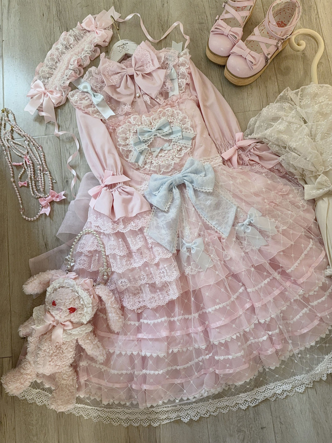 Hanguliang~Spring Awakening~Sweet Lolita JSK and Princess-Sleeved Shirt with Lace Detail