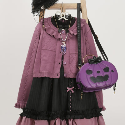 MIST~Blank Night~Vintage Lolita Bow Cute Girl Ruffled Cardigan S purple 