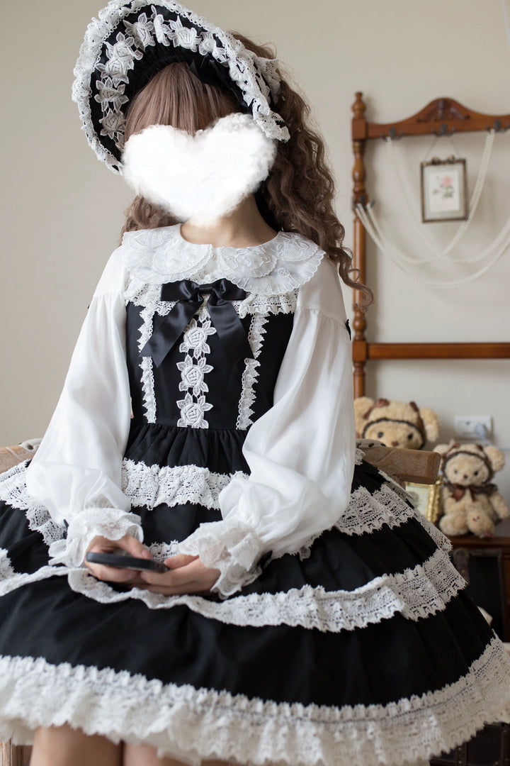 Flower Banquet~Sweet Lolita Blouse Embroidered Shirt with Long Sleeve   