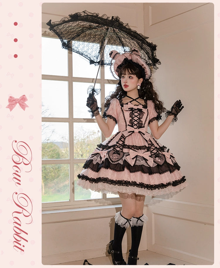 Mademoiselle Pearl~Bow Rabbit~Sweet Lolita Special OP Tiered Ruffle Dress 43143:767956