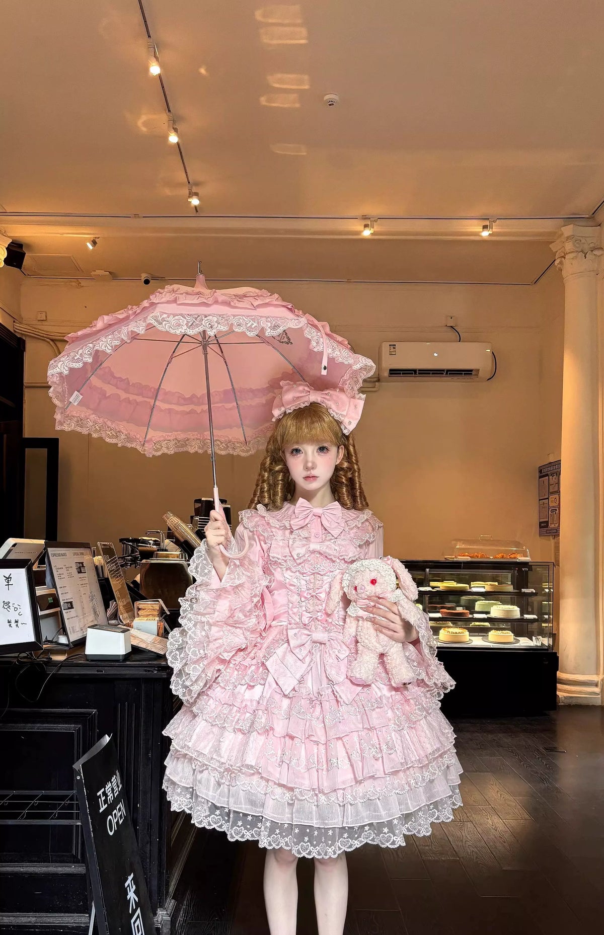 Sweet Lolita JSK Dress, Tiered Ruffles and Heart Lace