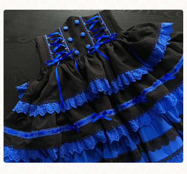 Nightmare - Gothic Lolita Ruffled Blouse and Tiered Skirt Set 45439:852805