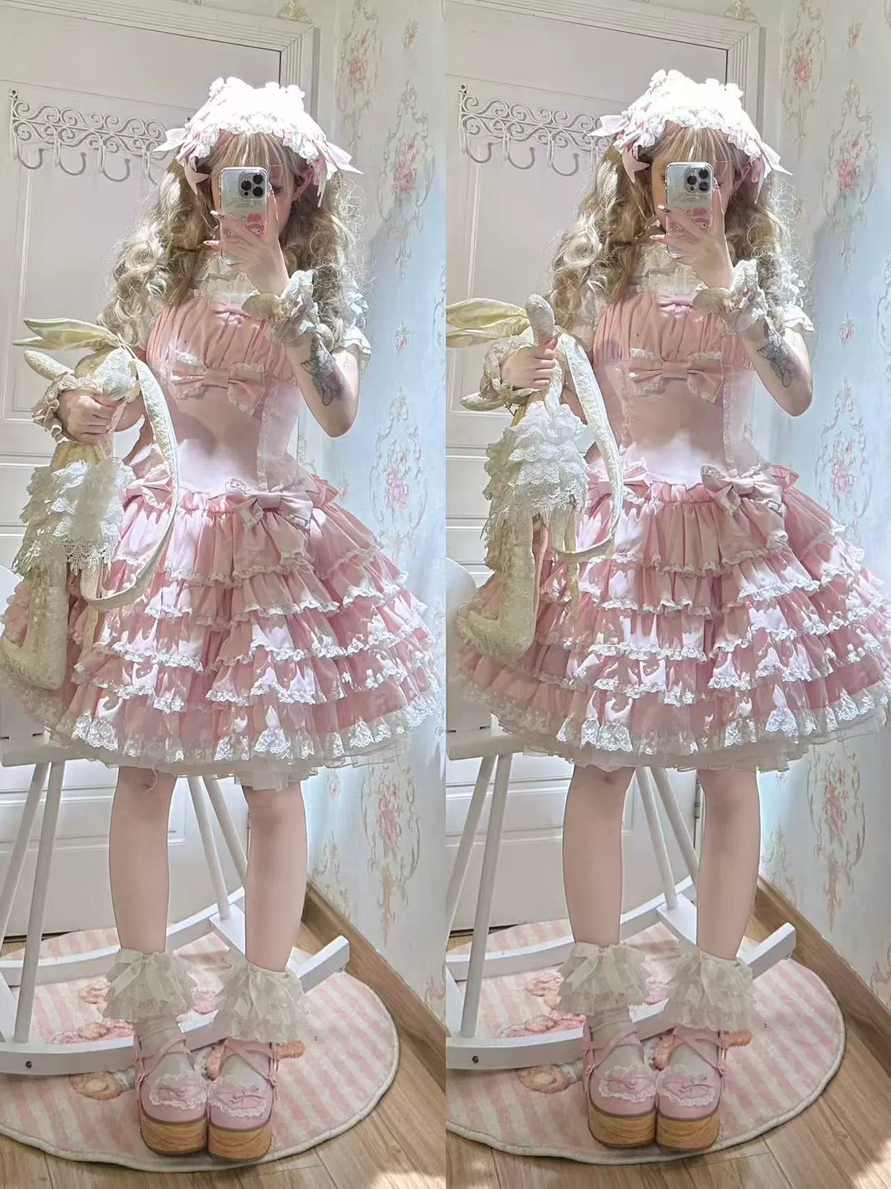 Nn Star~Half Sugar Ism~Sweet Lolita JSK Low Waist Dress With Tiered Hem 43152:768396