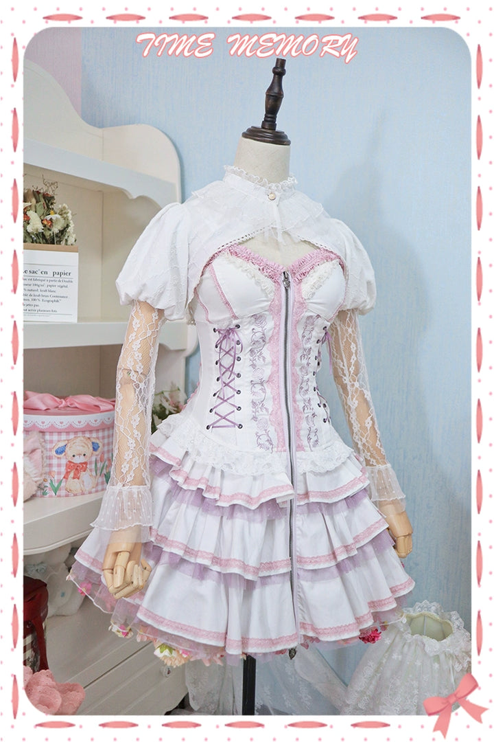 Time Memory~Petite Rose~Classic Lolita Bolero with Lace Sleeves White Regular Version S
