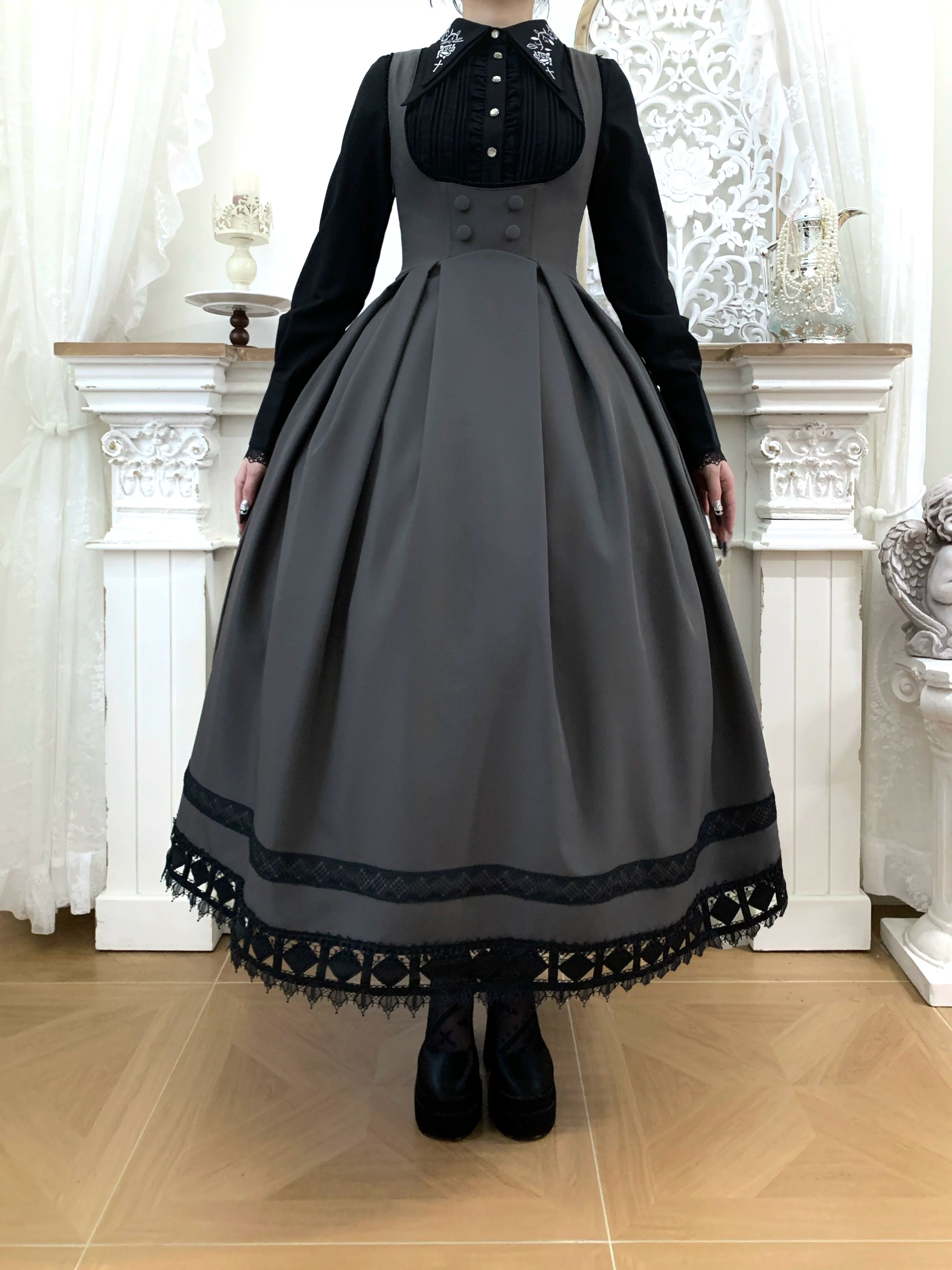 Serenade - Bust-Supporting Elegant Lolita JSK Dress, Three Length Styles 44419:807404