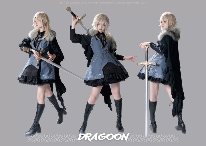 Wuyuzhe~Dragoon Knight 1.0 Version~Western Fantansy Style Suit Embroidery Dress Set Double-Sided Vest   