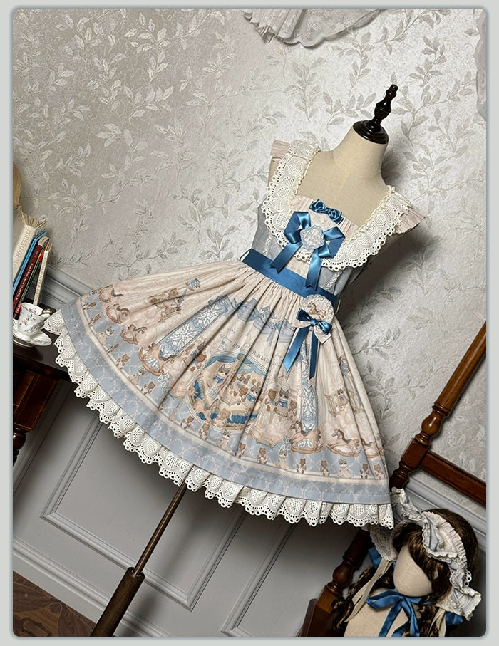 Alice Girl~Sea Salt Fairytale~Sweet Lolita JSK Doll-like Lolita Printed Dress