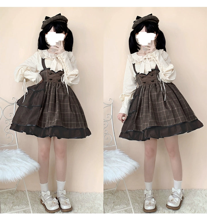 Honey Machine~Vanilla Latte~Retro Lolita Shirt Mutton Sleeve Innerwear   