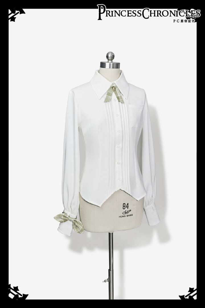 Princess Chronicles~Secret Morning Paper~Ouji Lolita Shirt and Matcha Green Capri Pants S shirt(Pre-sale) 