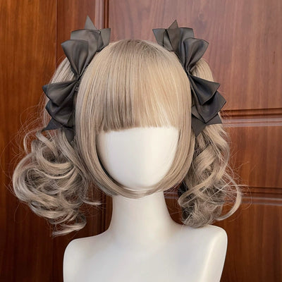 BeiBei Handmade~Kawaii Lolita Hair Clip Bow JK Side Clips Black  