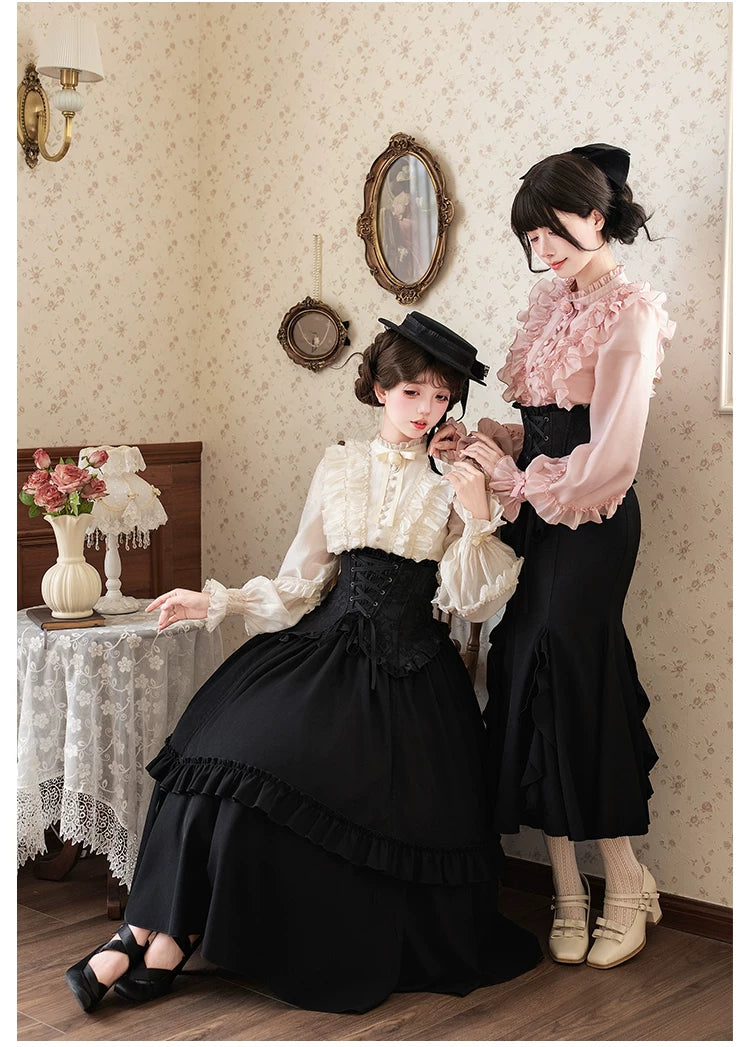 Blake - Boning Gothic Lolita Mermaid Skirt, Lifted-hem SK