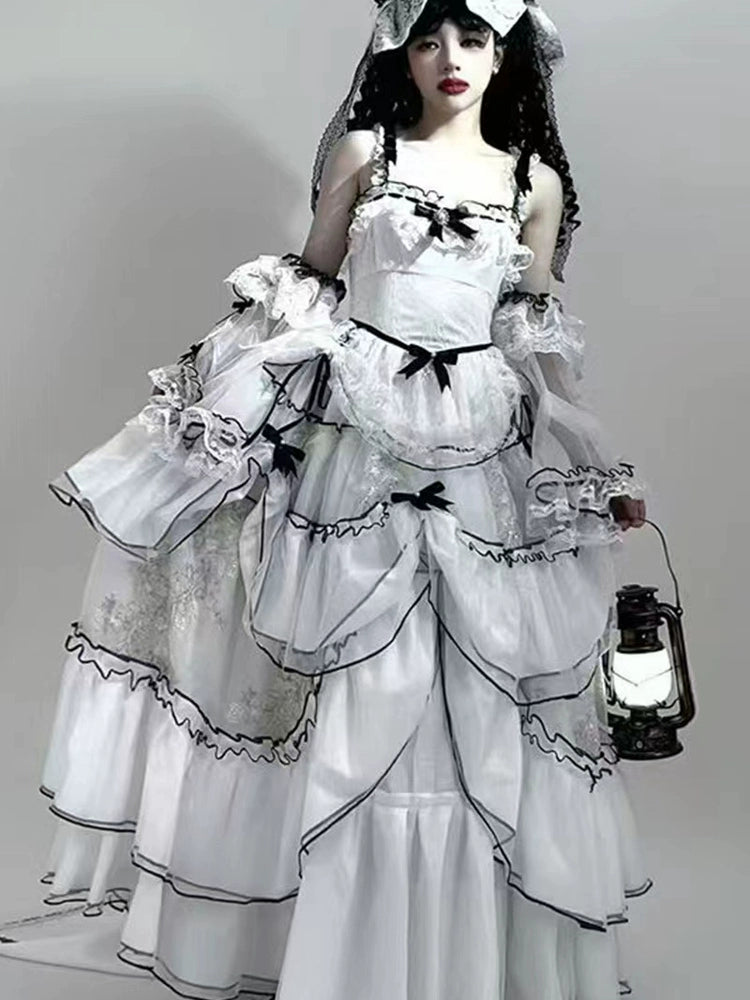 Daydream Whisper - Layered Poem - Wedding Sweet Plus Size Lolita JSK Dress Set 44159:797501