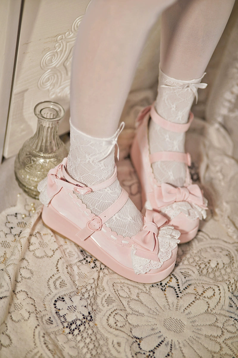 Jiujiu Lolita - Milky Puff - Sweet Lolita Heels Shoes, Round Toe With Petite Wedge 43858:787865