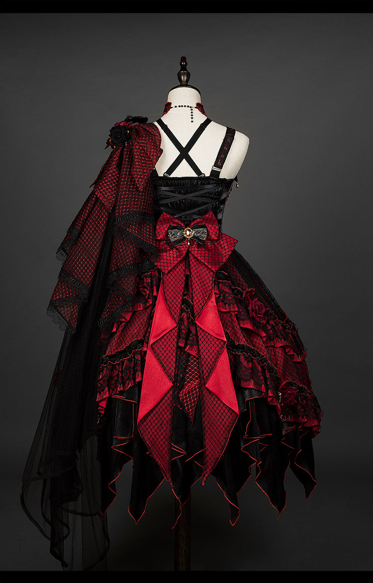 Yupbro~Astoria~Black Red Gothic Lolita JSK Outfit in Dragon Design