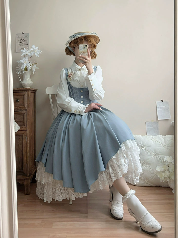 DMFS Lolita~Dreamland of Enchantment~Classic Lolita JSK Retro Bust-supporting Lolita Dress