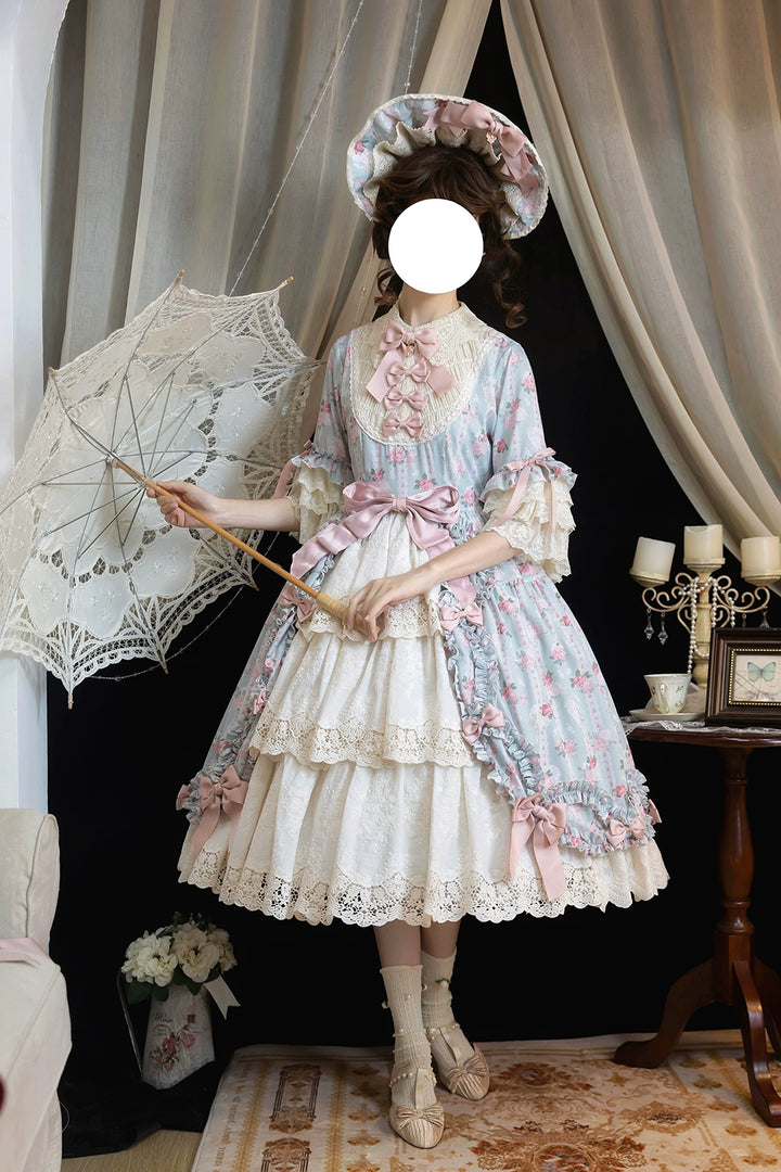 Miss Point~Lilyka Garden~Classic Lolita OP Dress Elegant Floral Wall Princess Sleeve