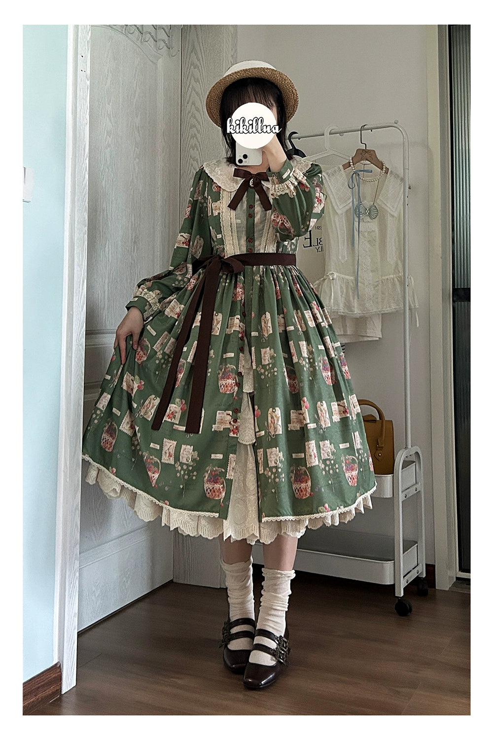(Buyforme)Miss Point~Forest Lolita Lantern Sleeve OP Casual Dress   