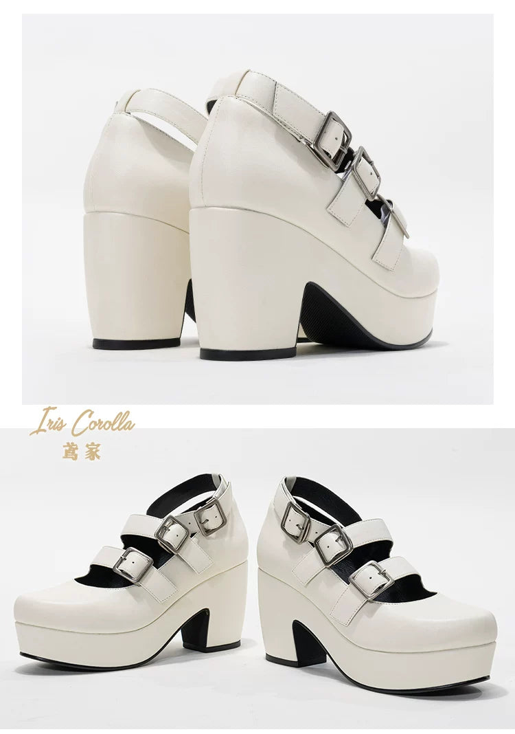 Custom-B - Gothic Lolita Heel Shoes, Triple Buckle Straps 44691:818806